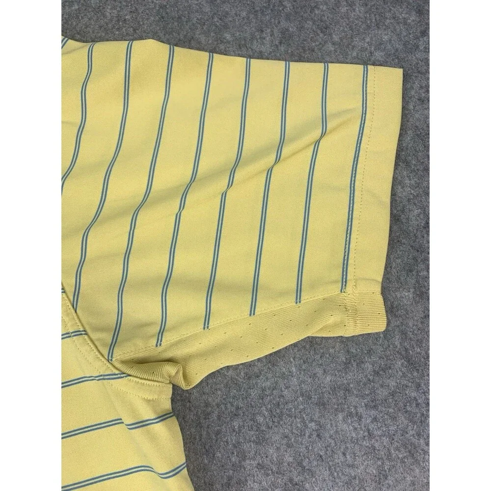Adidas Golf Men's Polo Shirt ClimaCool, Yellow Striped, Moisture Wicking, Medium
